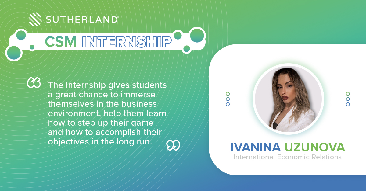 Ivanina Customer Success Management Internship Sutherland